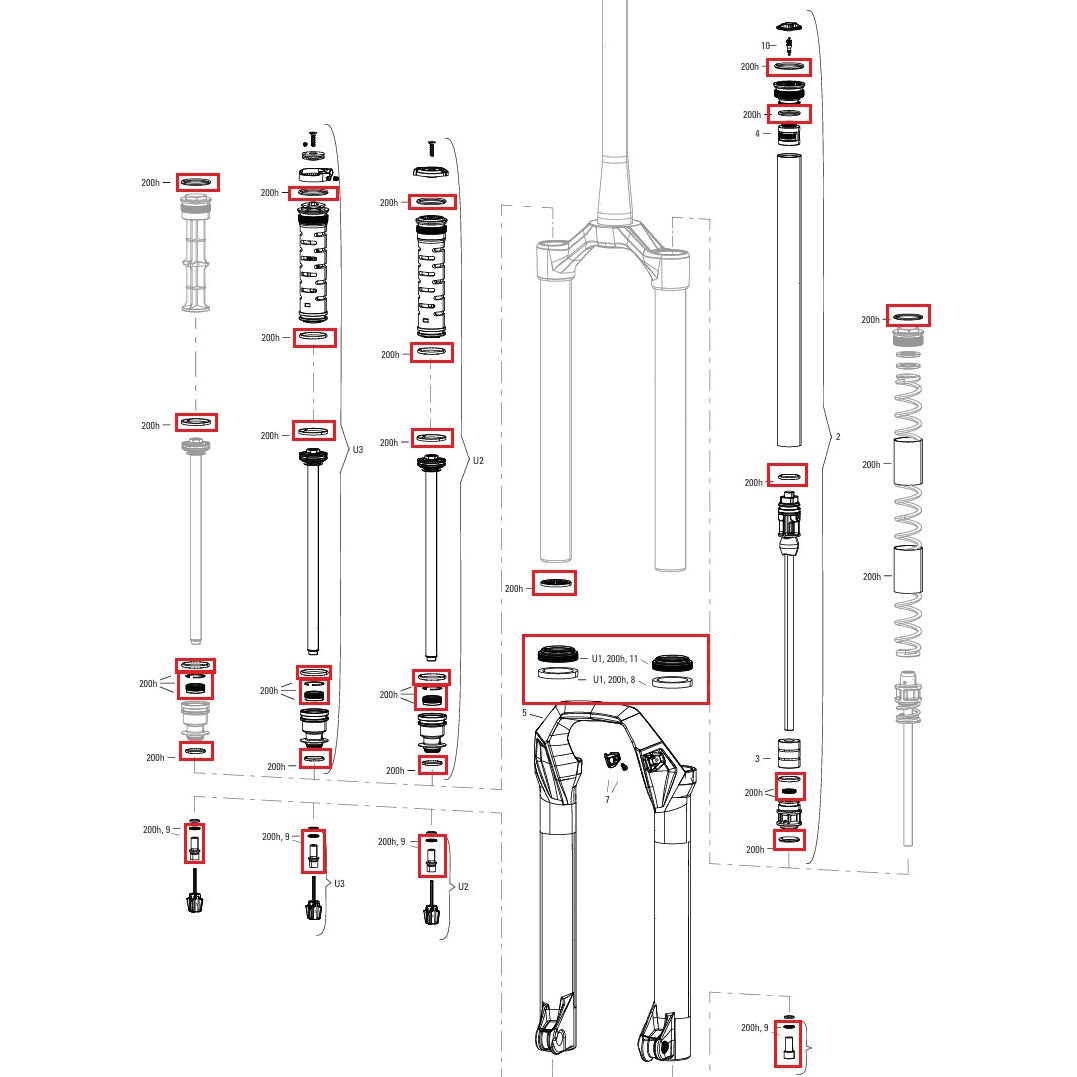 Zestaw konserwacyjny 200 h/rok ROCKSHOX PSYLO Silver (2025+) Generacja A