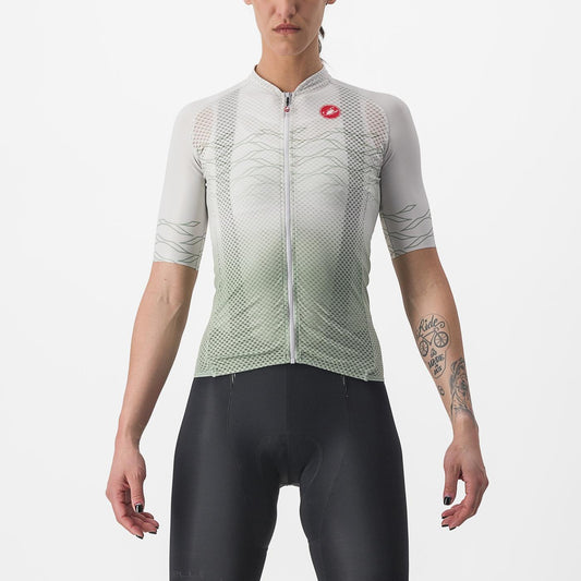 Maillot CASTELLI CLIMBER'S 2.0 W Femme Manches Courtes Gris/Vert