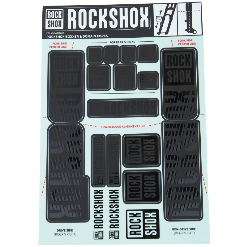 Kit Stickers de Fourche ROCKSHOX 35mm Double Té STEALTH MY18 pour BOXXER/DOMAIN #11.4318.003.514