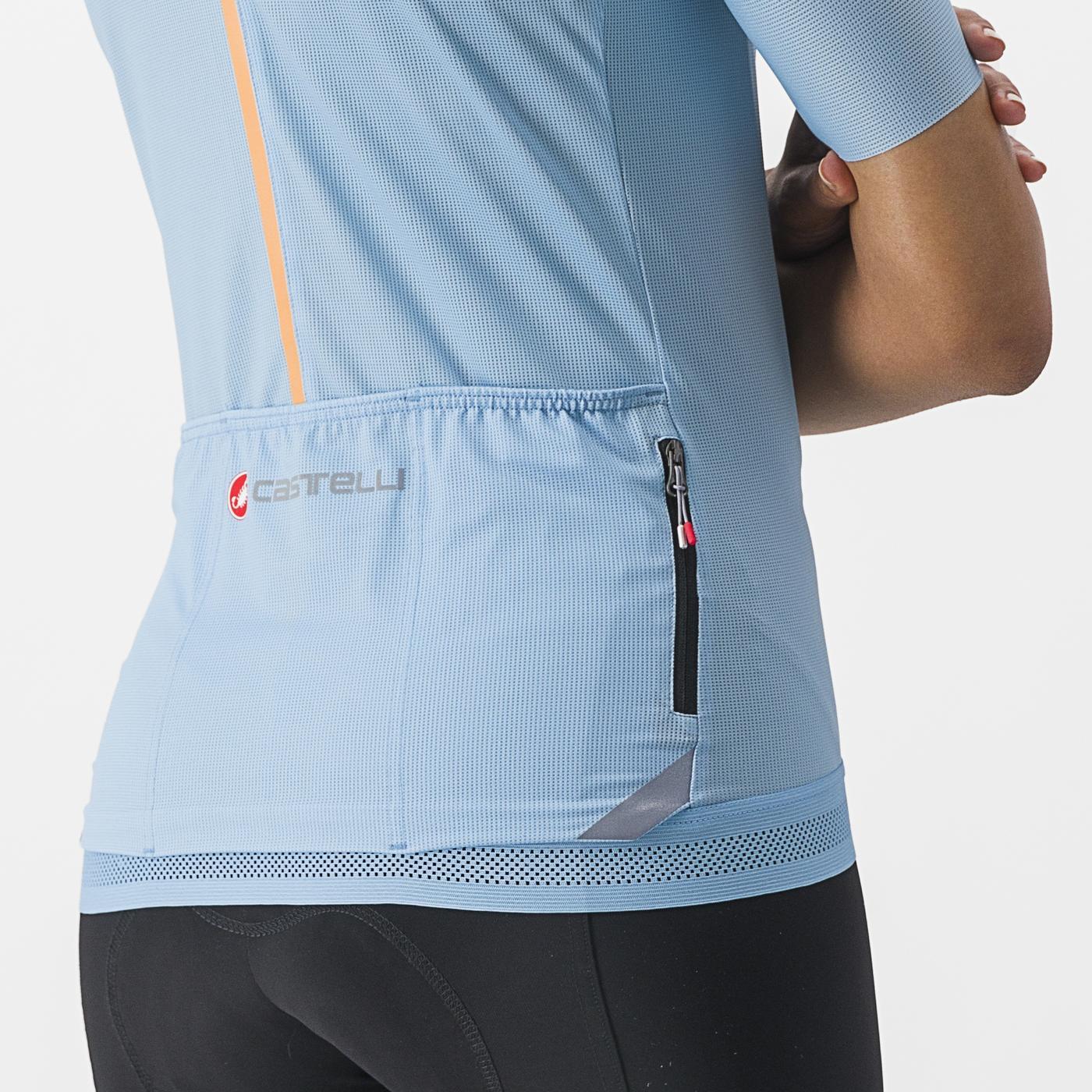 Damska koszulka z krótkim rękawem CASTELLI ENDURANCE niebiesko-biała