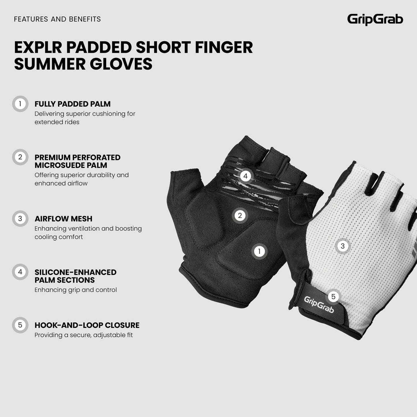 Krátké rukavice GRIPGRAB EXPLR RC MAX White