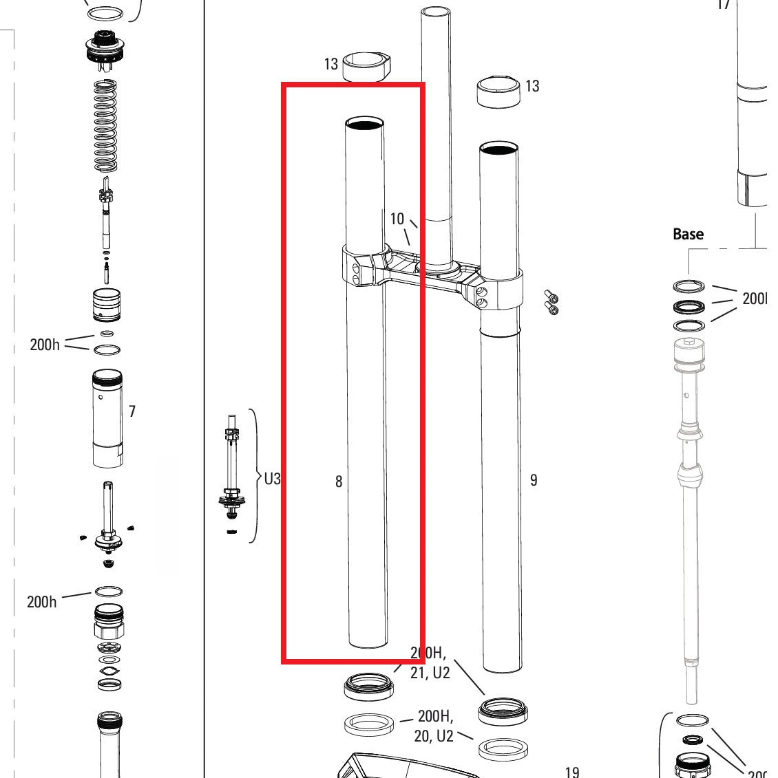 Straight Plunge ROCKSHOX 38MM BOXXER D1+(2024+) Czarny
