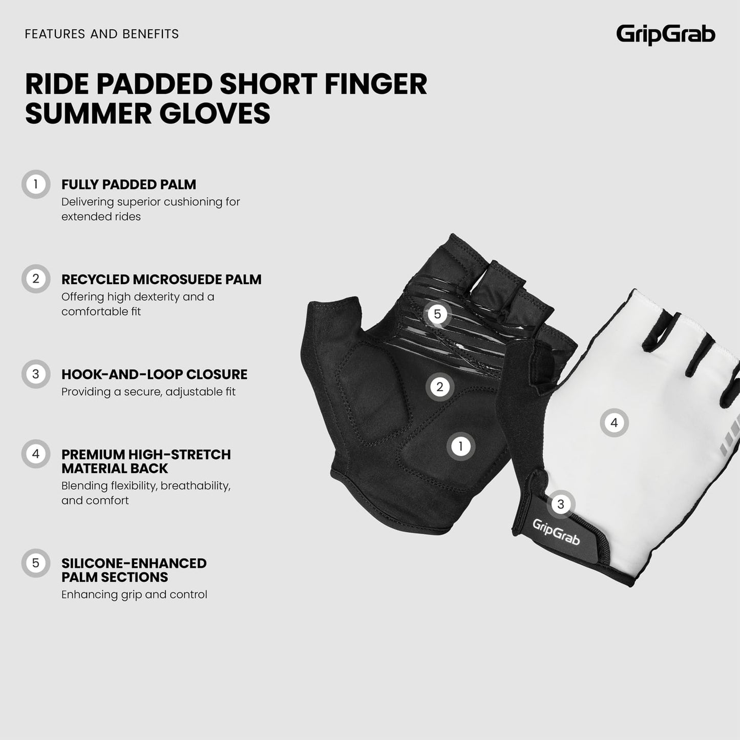 GRIPGRAB RIDE RC MAX Korta handskar Vit