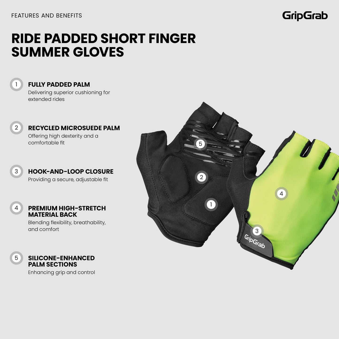 GRIPGRAB RIDE RC MAX Korte handsker Gul