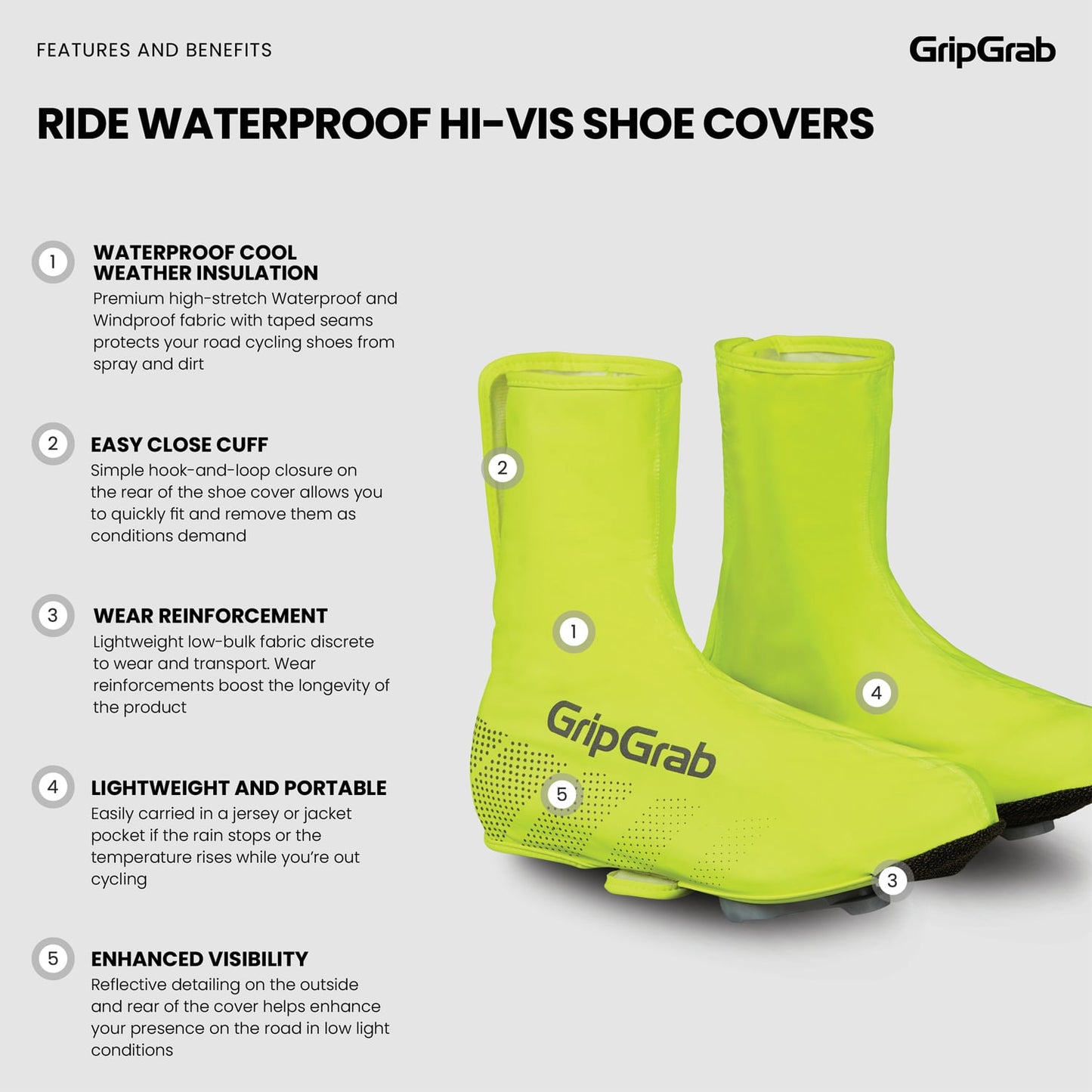 Støvleovertræk GRIPGRAB RIDE Hi-ViIS WATERPROOF Gul