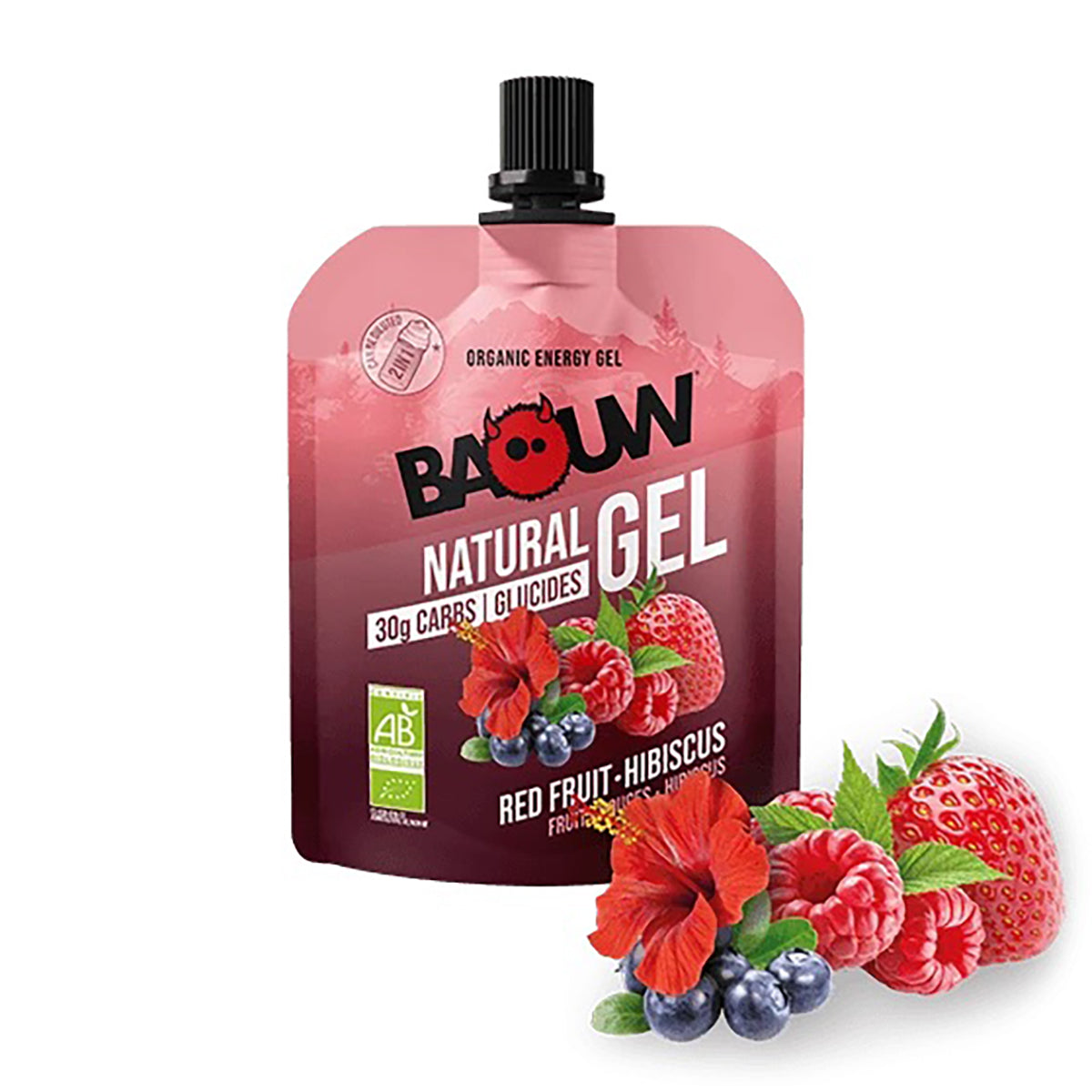 BAOUW Organiczny żel energetyczny czerwone owoce - hibiskus (85g)