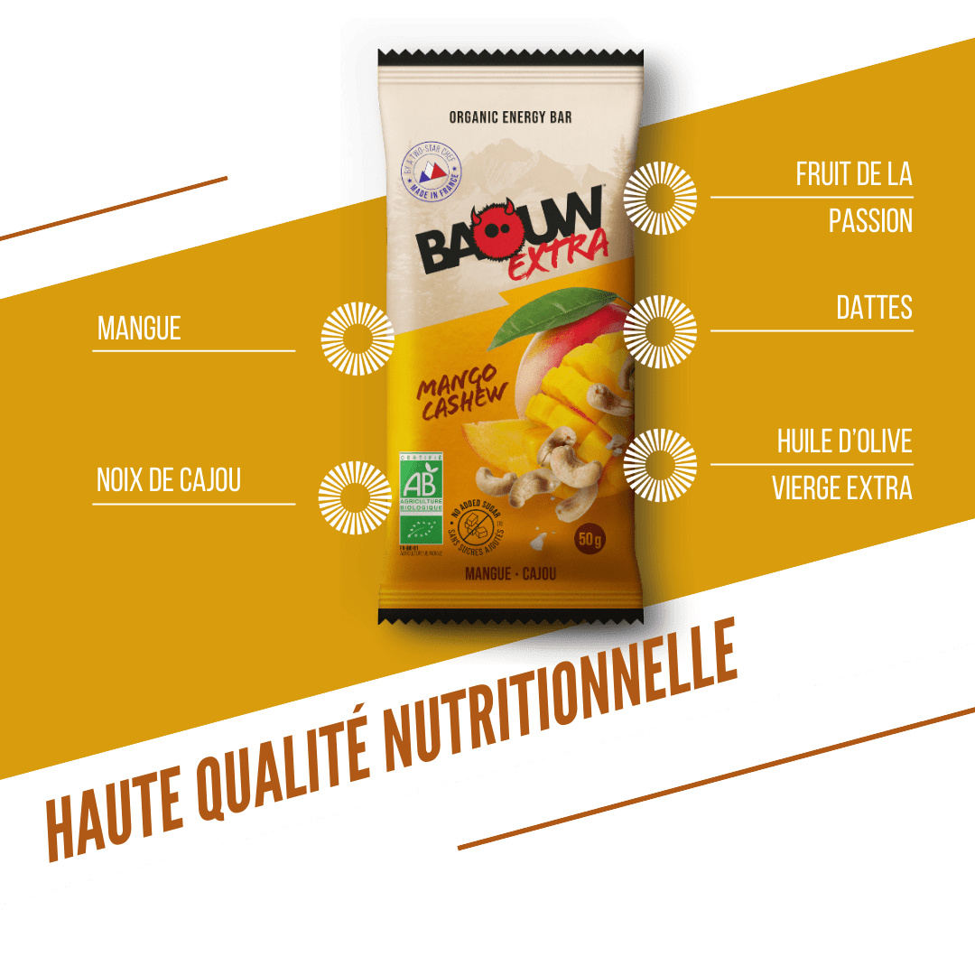 Energetická tyčinka BAOUW ORGANIC EXTRA Mango Cashew (50g)