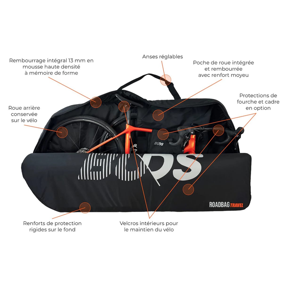 BUDS ROADBAG TRAVEL Overtræk til landevejscykler (Special Plane) Sort