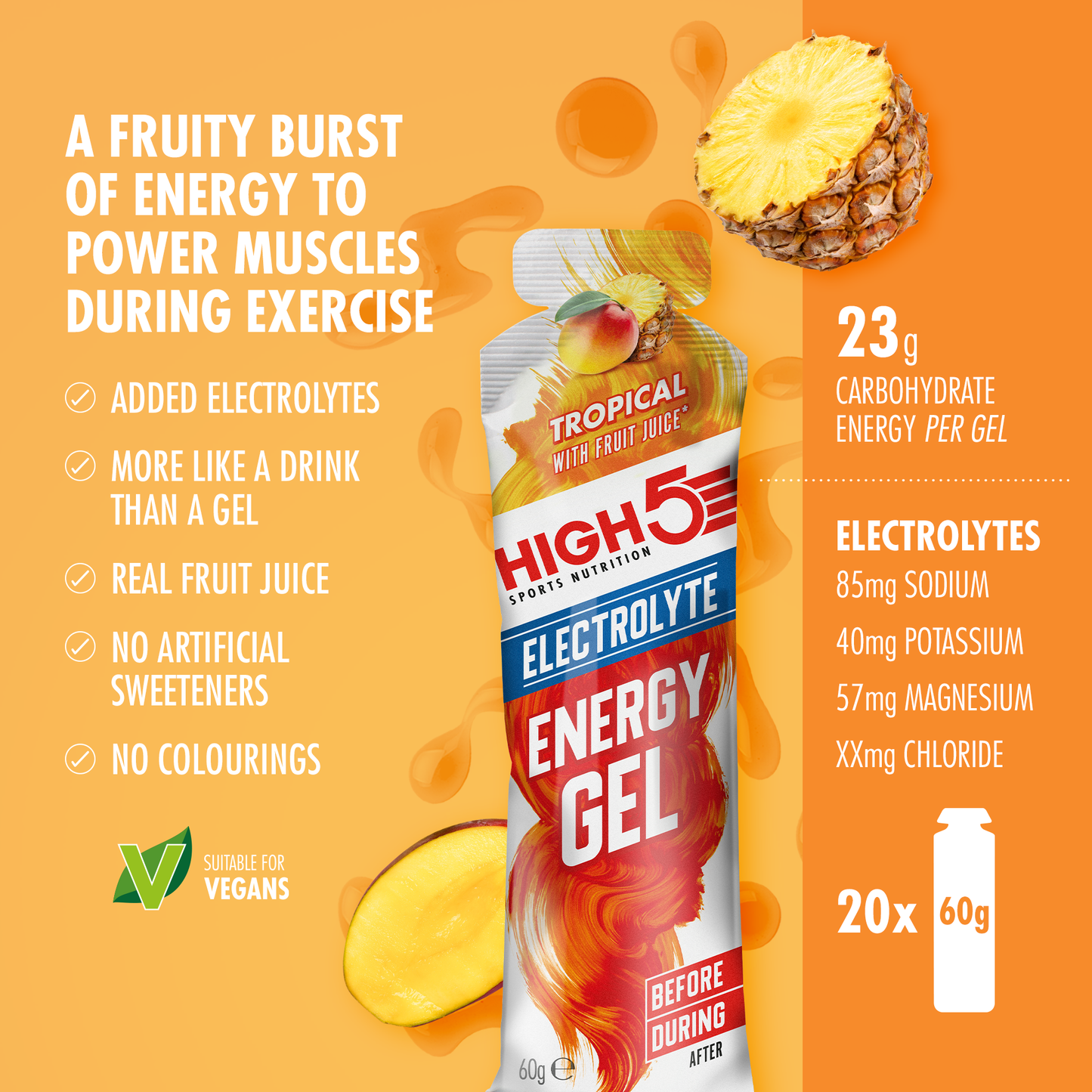 Żel energetyczny HIGH5 ENERGY ELECTROLYTE (60g) Tropical