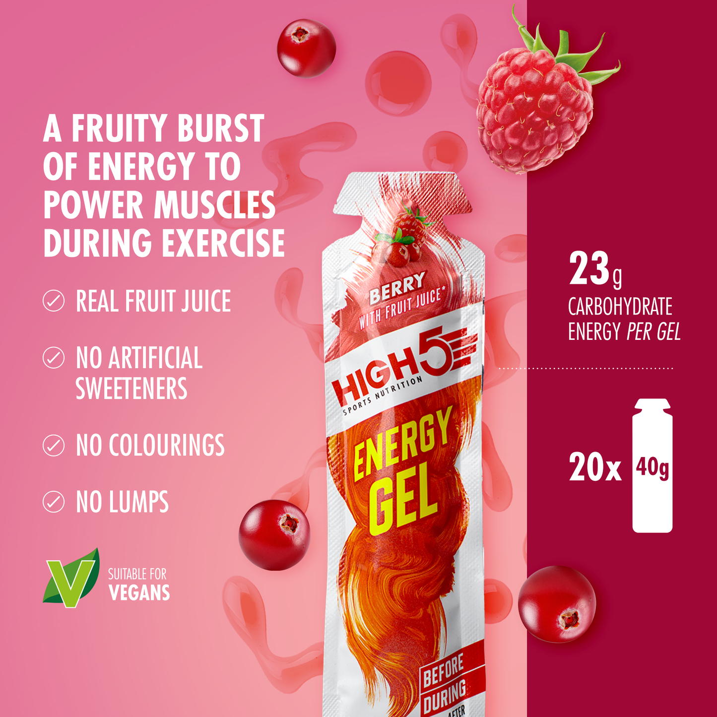 High5 ENERGY GEL (40 g) Røde bær