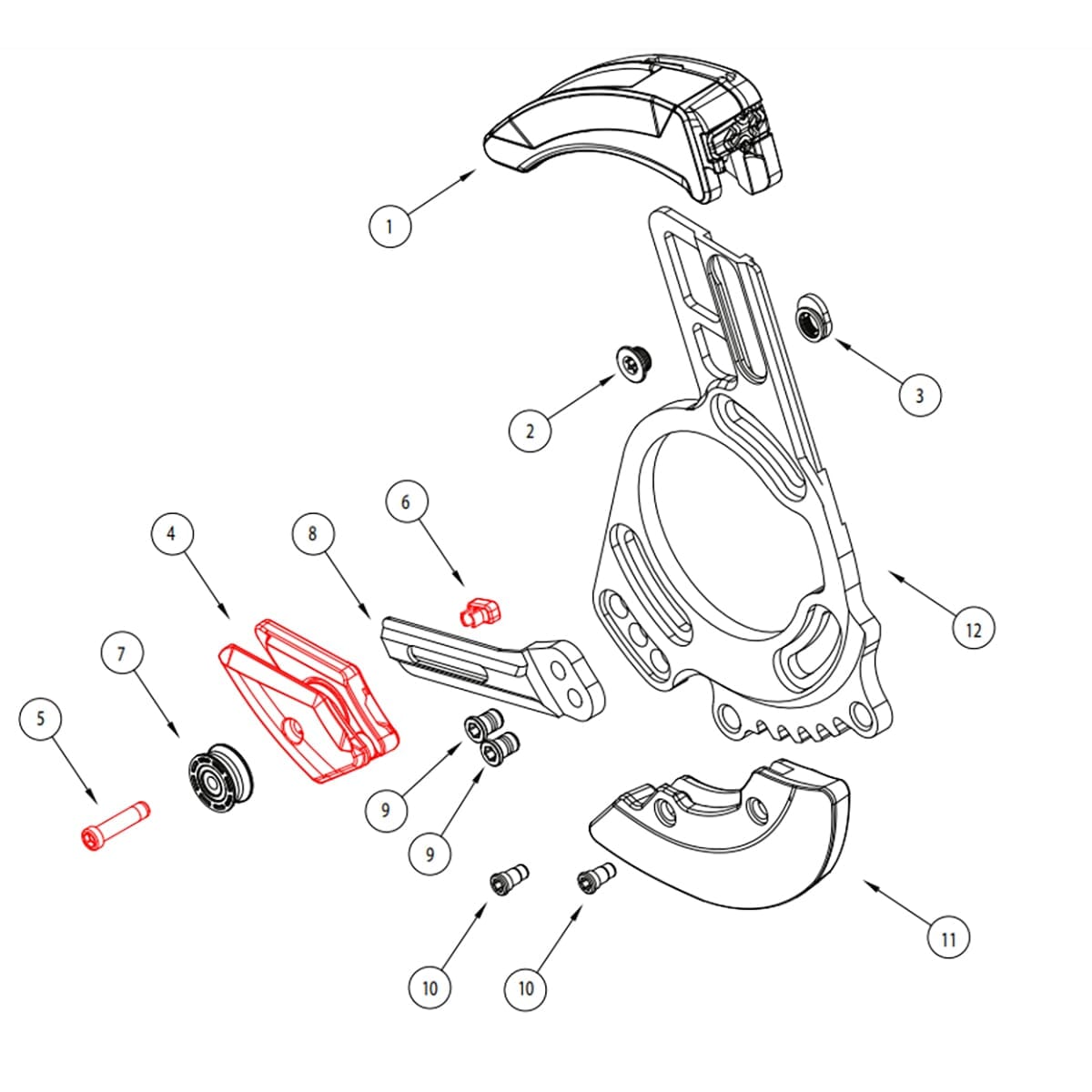Bundstyring til E-THIRTEEN kædestyring LG1 Gen 2/LG1/LG1+/LG1 Race Sort #CGS20.SLDR.LWR.K
