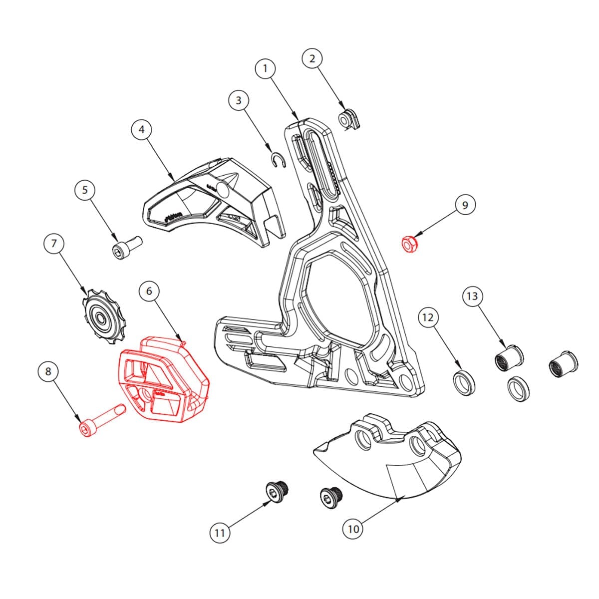 Bundstyring til kædestyring E-THIRTEEN LG1+/LS1+ Sort #SLDR.LG1+LWR.B