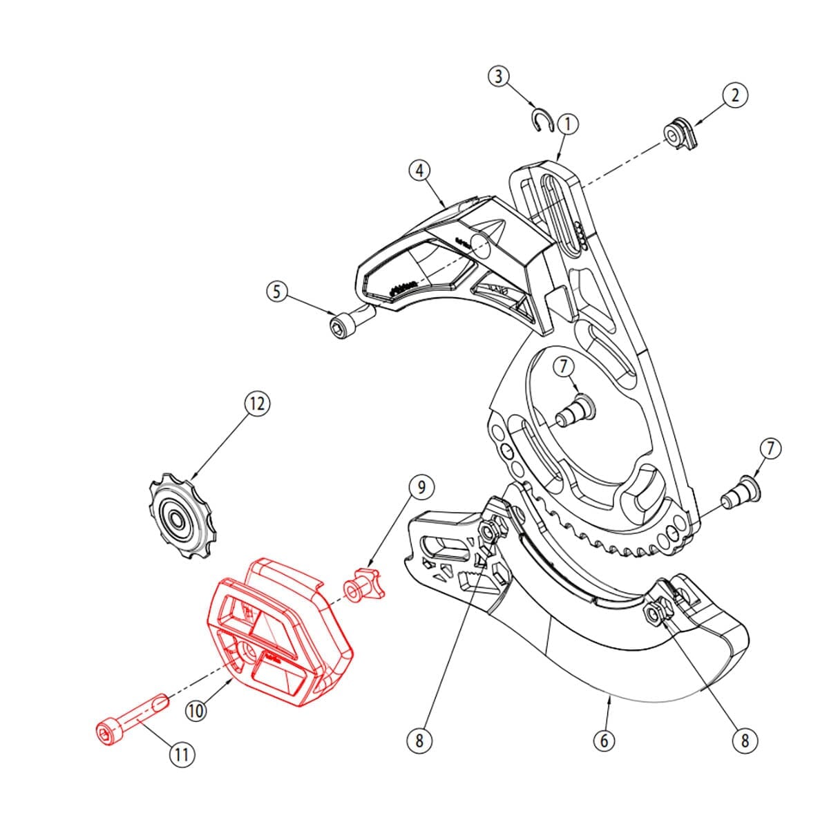 Prowadnica dolna do łańcucha E-THIRTEEN LG1+/LS1+ biała #SLDR.LG1+LWR.W