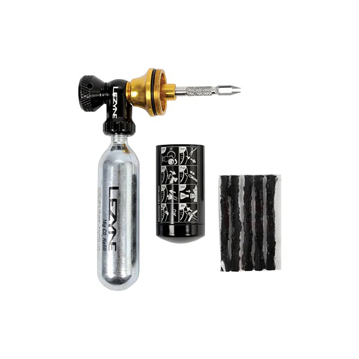 Bezdušová opravná sada CO2 LEZYNE BLASTER + 5 knotů + 2x kartuše CO2