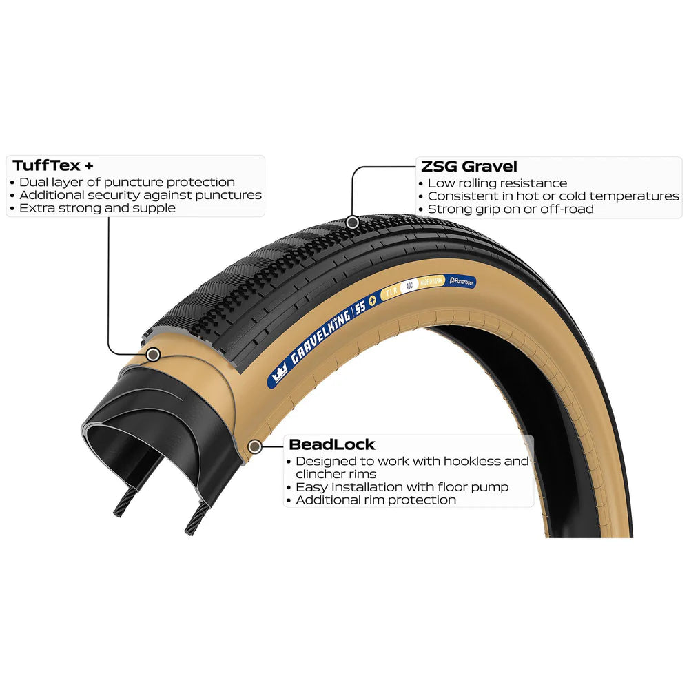 PANARACER GRAVELKING SEMISLICK+ TLR 700x30c Tubeless Ready Beige däck