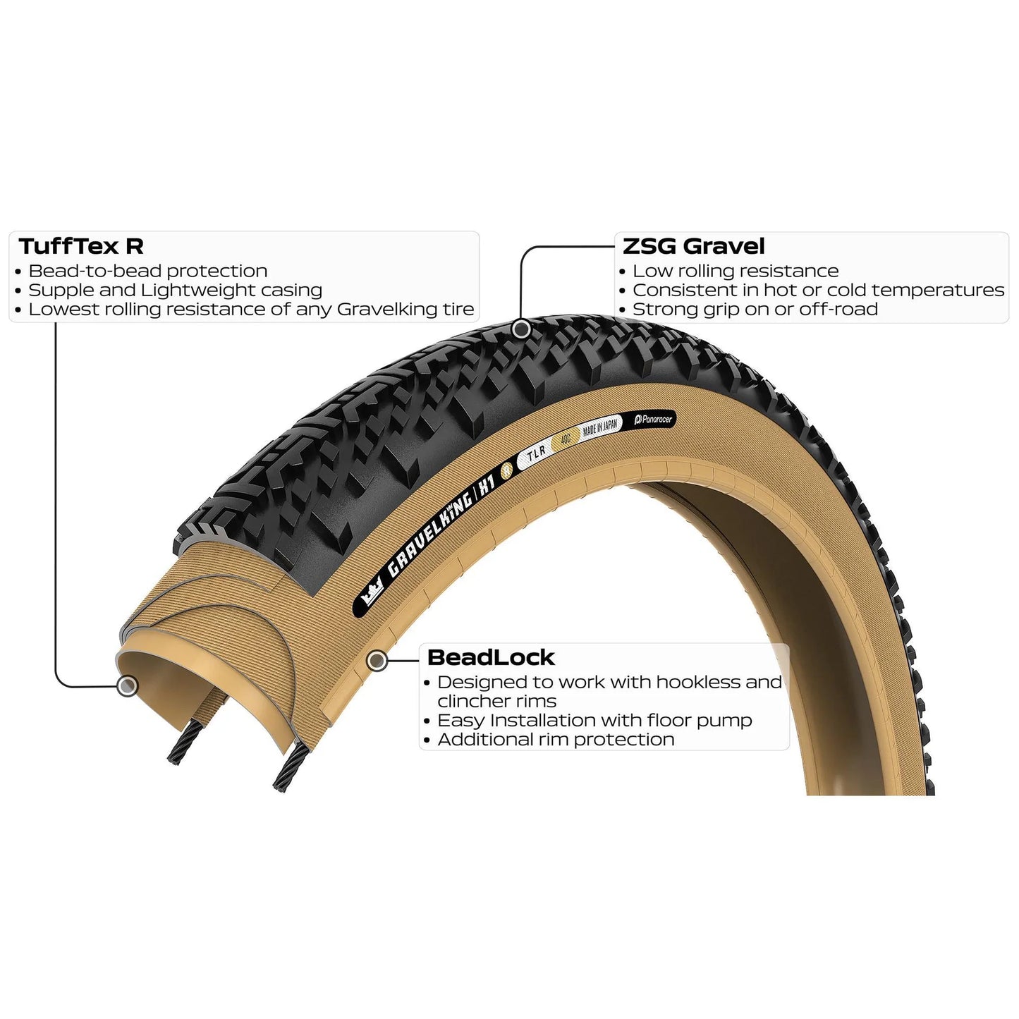 PANARACER GRAVELKING X1 R-LINE TLR 700x35c Tubeless Ready Beige dæk