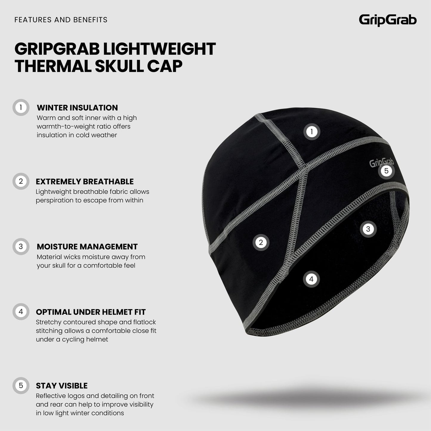 Czapka pod kask GRIPGRAB THERMO czarna