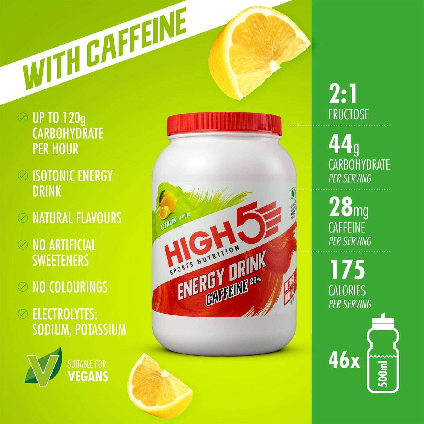 Energidryck High5 ENERGY DRINK CAFFEINE (2,2 kg) Lemon