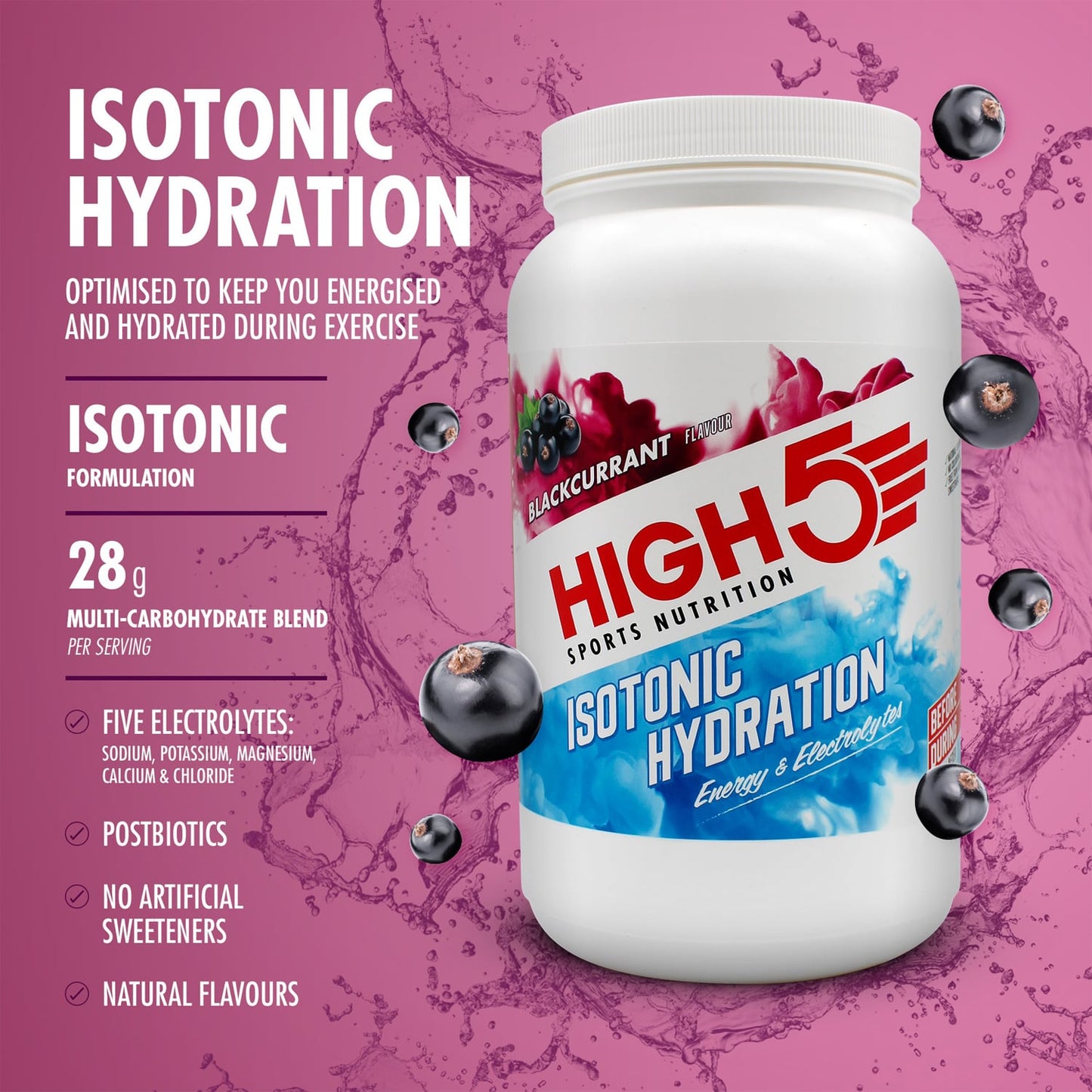 Energidryck High5 ISOTONIC (1,23 kg) Svartvinbär