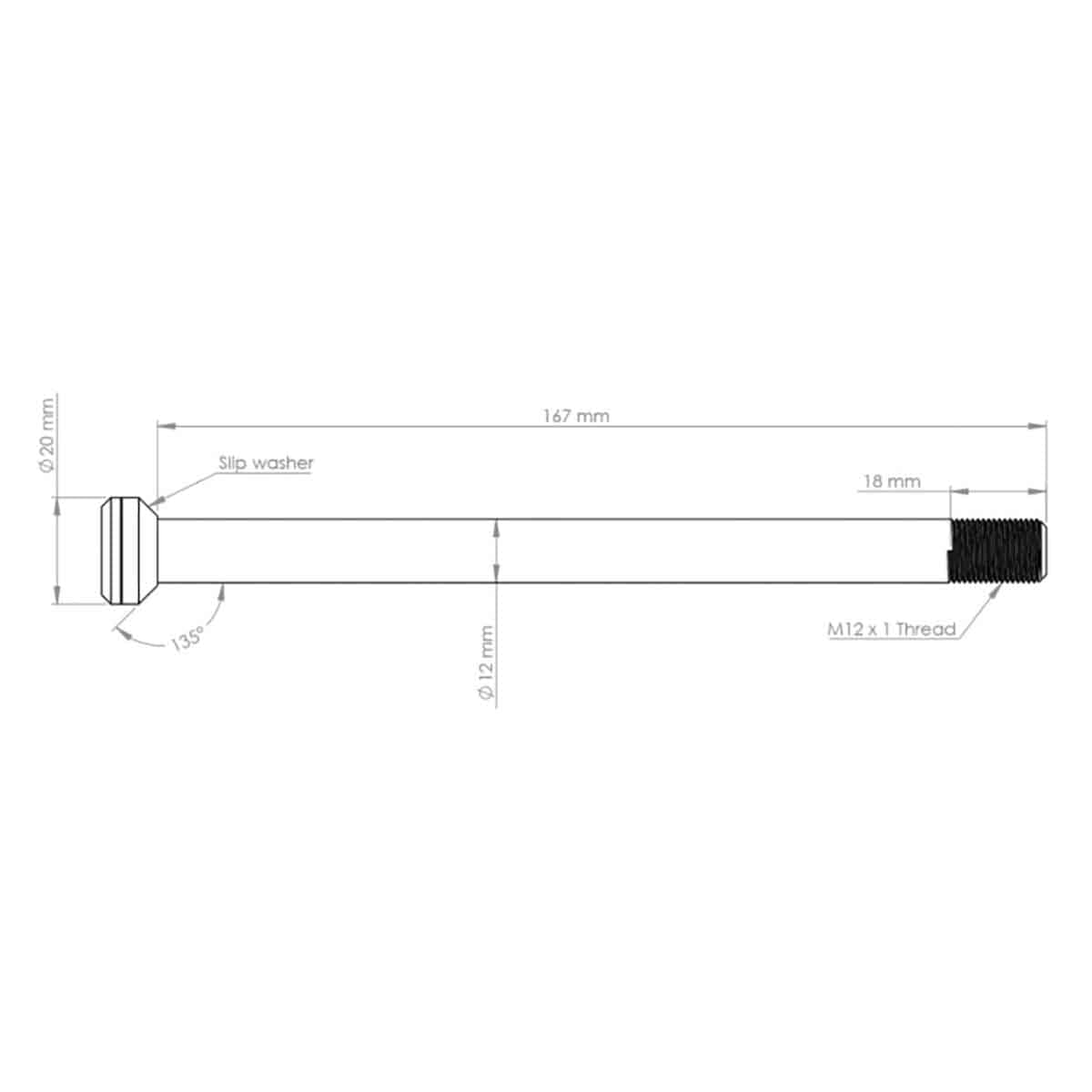 BURGTEC 171 mm bakhjulsaxel för Transition Gold-ramar