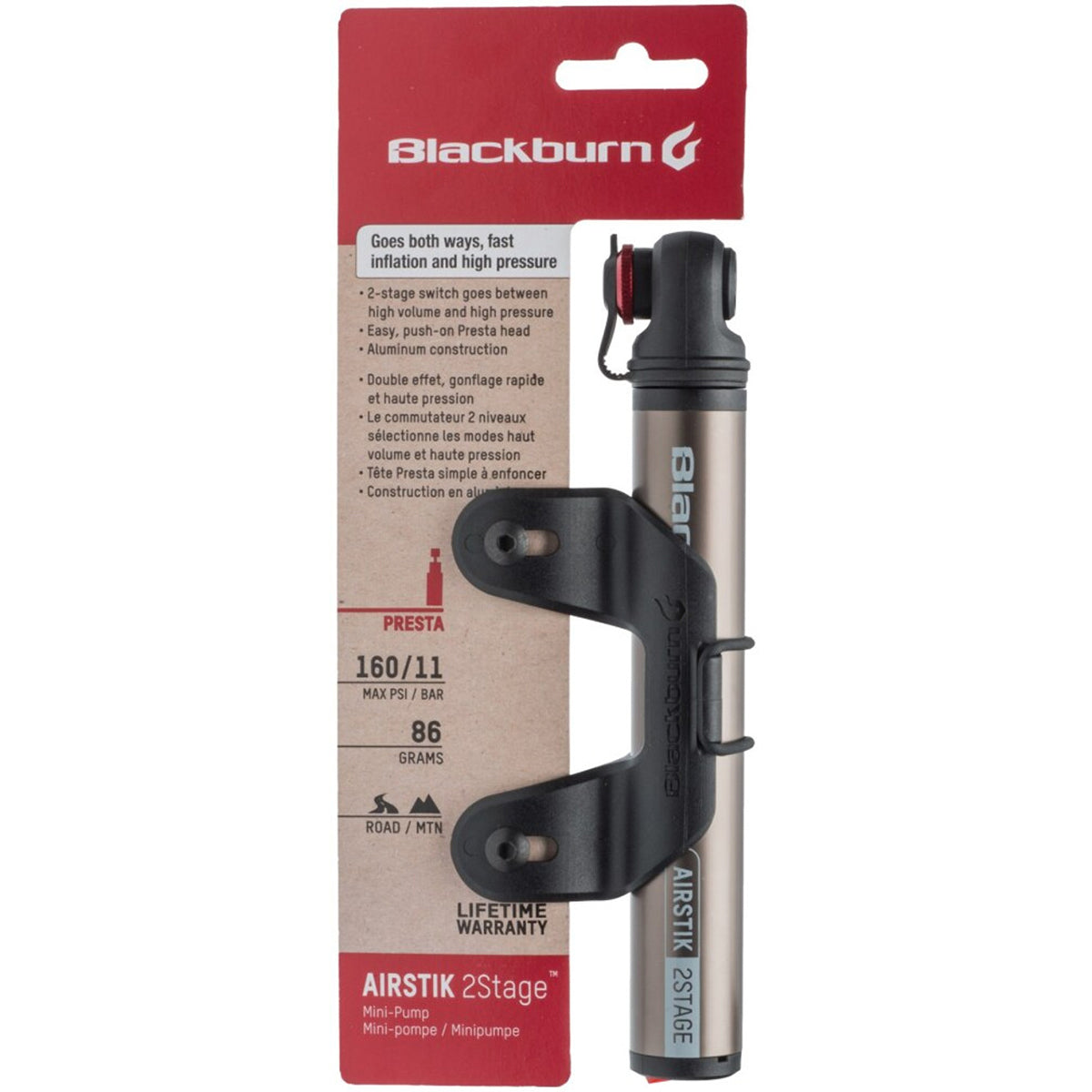 BLACKBURN AIRSTIK 2STAGE handpump grå