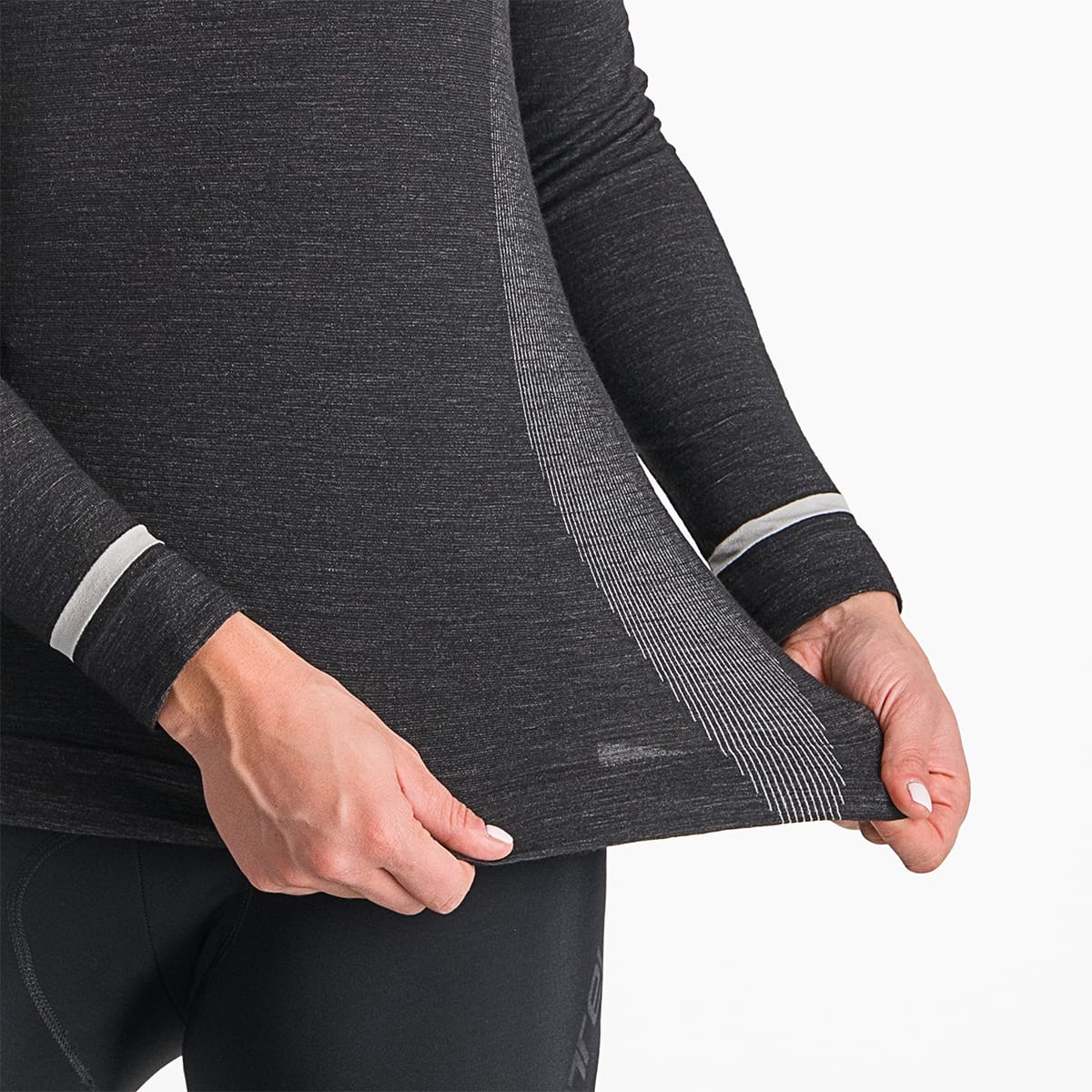 CASTELLI MERINO SEAMLESS Långärmad underklänning för kvinnor Svart