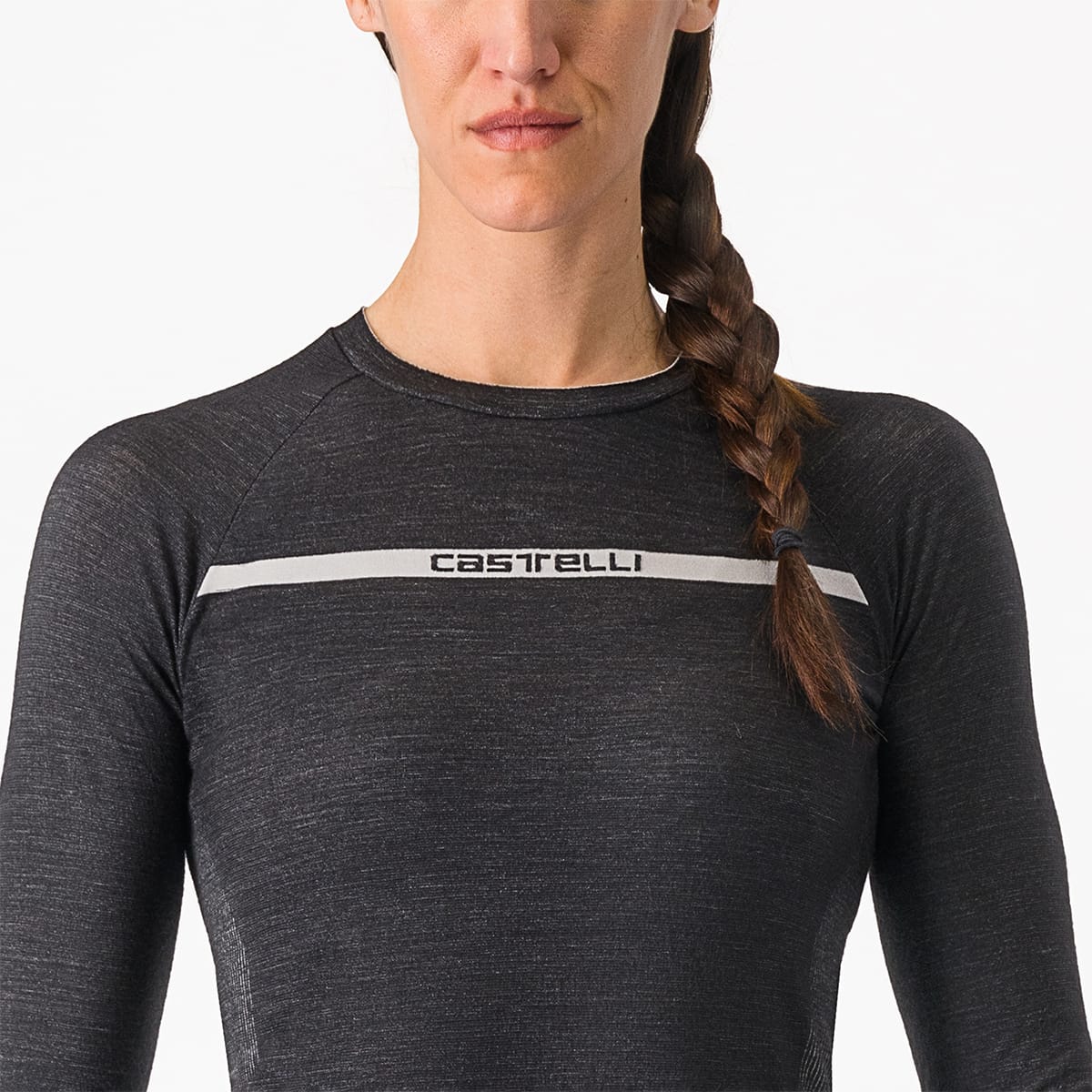 CASTELLI MERINO SEAMLESS Långärmad underklänning för kvinnor Svart