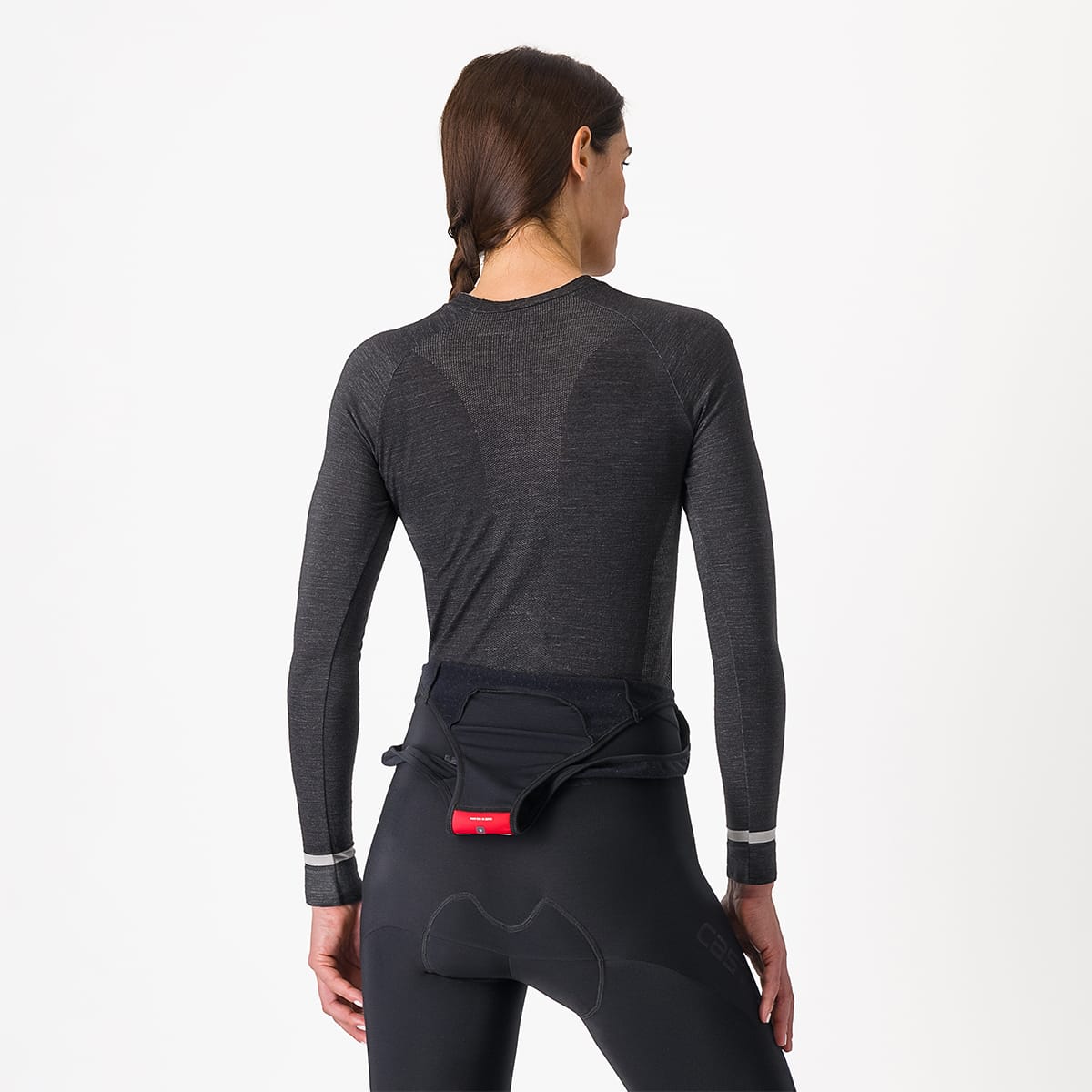 CASTELLI MERINO SEAMLESS Långärmad underklänning för kvinnor Svart