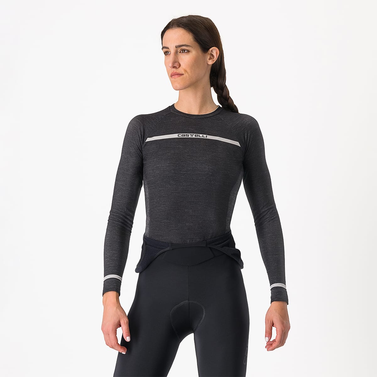 CASTELLI MERINO SEAMLESS Långärmad underklänning för kvinnor Svart