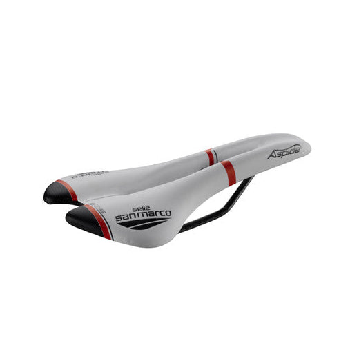 Sadel SAN MARCO ASPIDE RACING OPEN FIT NARROW Rails Xsilite Hvid/Sort/Rød