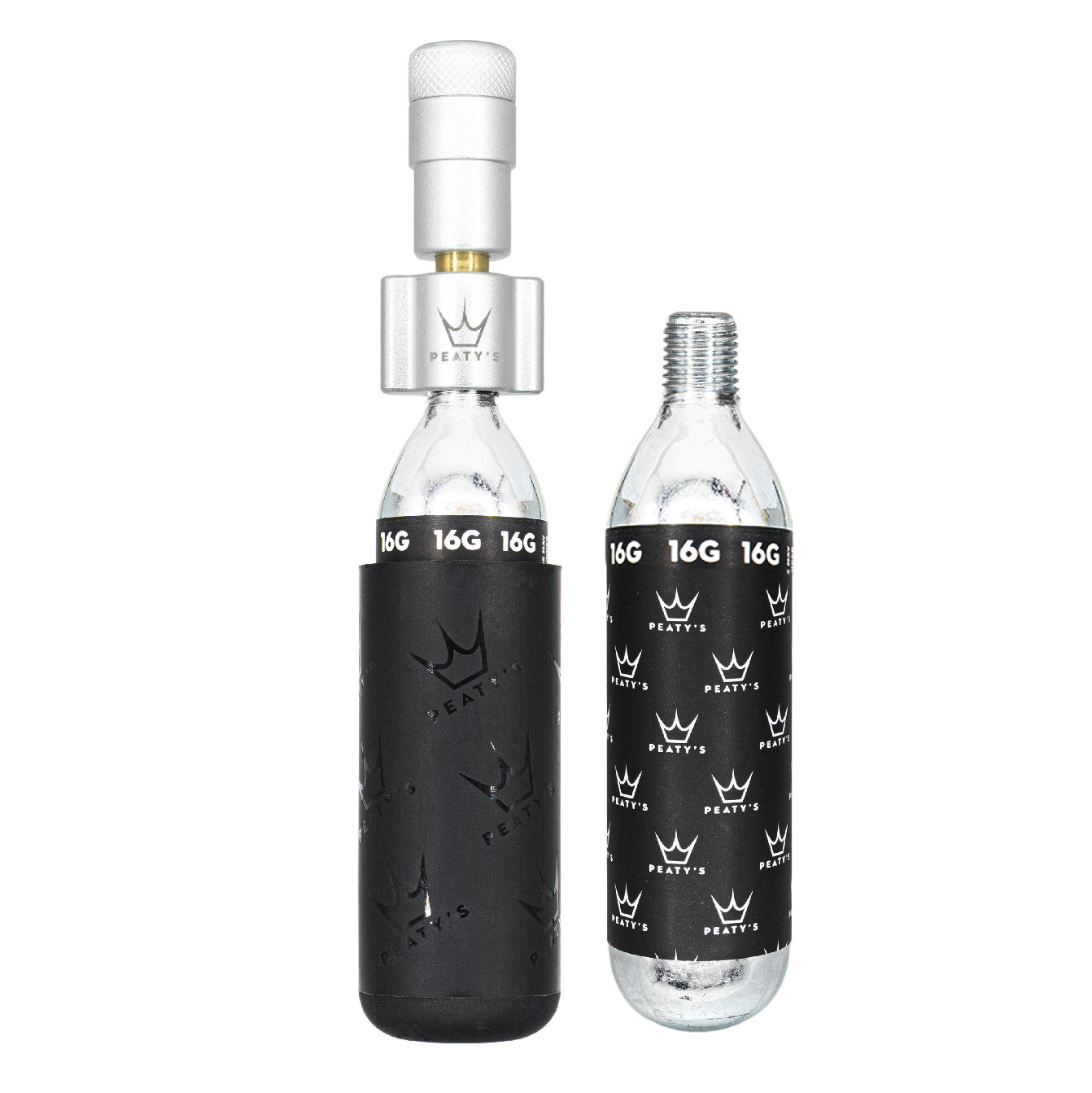 PEATY'S HOLESHOT ROAD/GRAVEL CO2 Percutor + 2 x 16 g sølv CO2-patroner med gevind