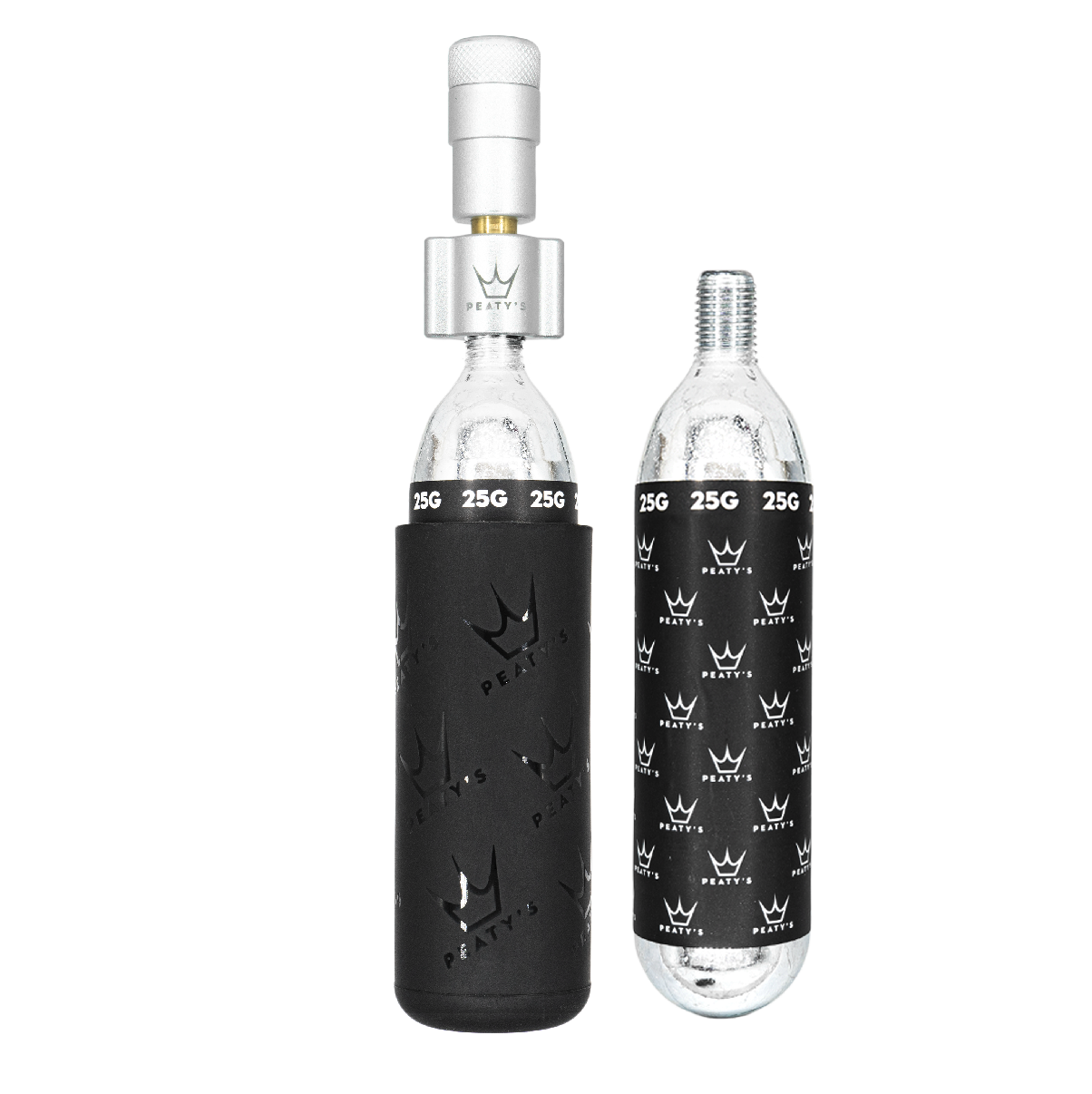 PEATY'S HOLESHOT MTB CO2 Percutor + 2 x 25 g silver CO2 gängade patroner