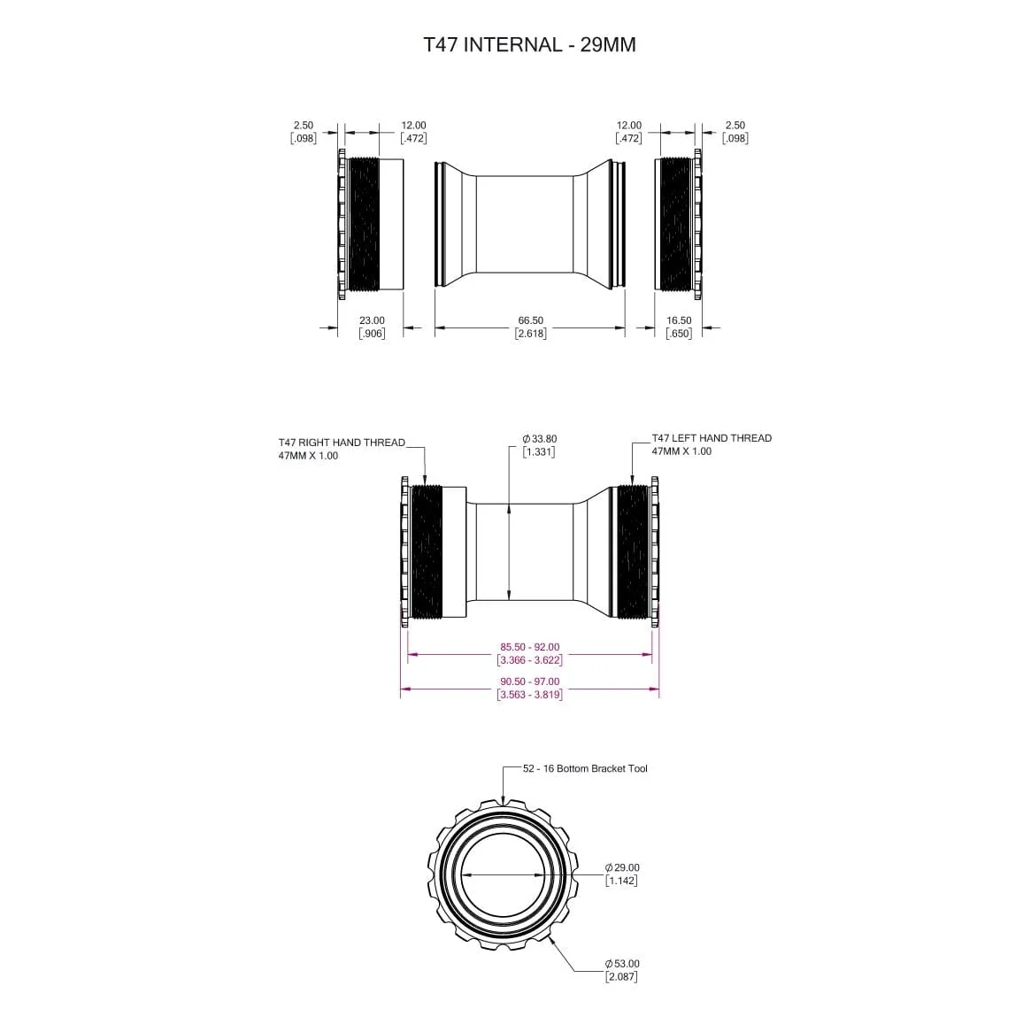 Kliky WOLFTOOTH T47 29mm SRAM DUB Black