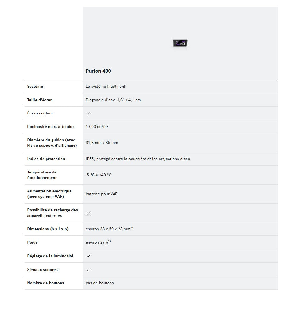 BOSCH PURION 400 skärm