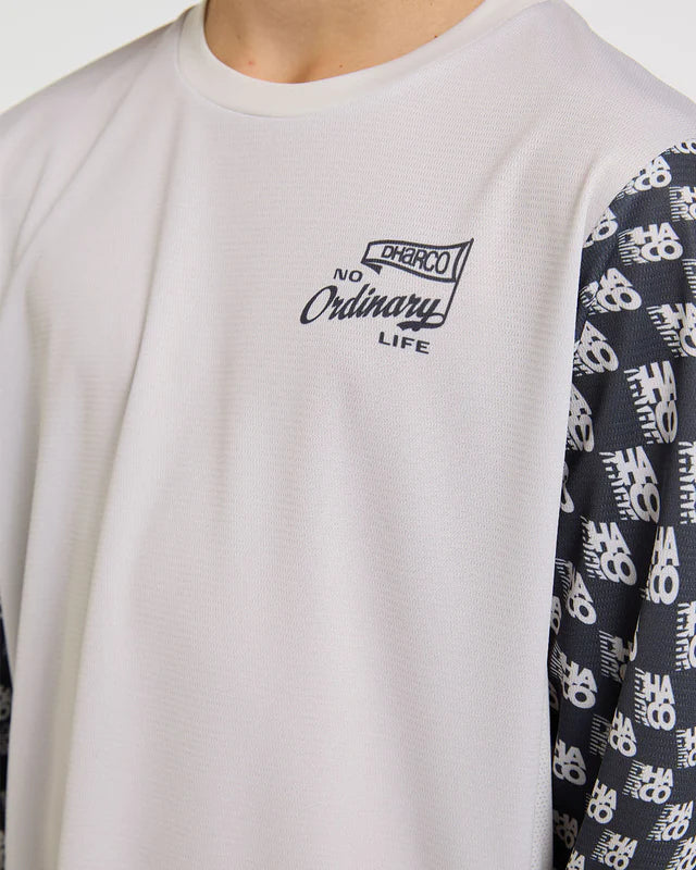 DHARCO GRAVITY OFFSET Juniorský dres s dlouhým rukávem White/Black