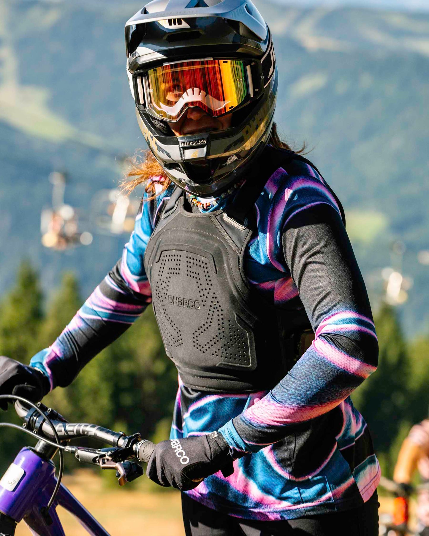 Damtröja DHARCO RACE AURORA Långärmad Jersey Svart/Rosa