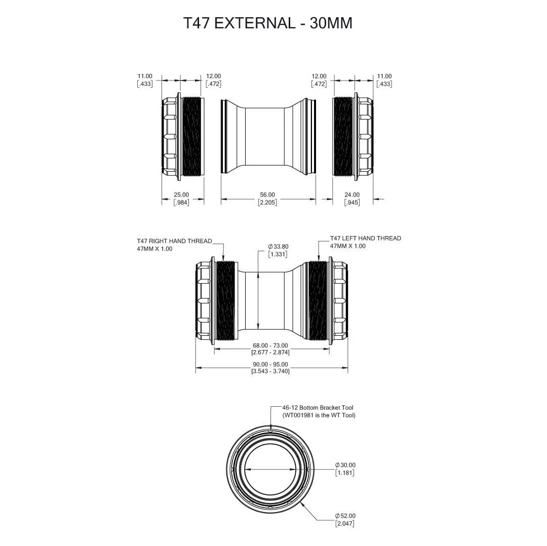 Mechanizm korbowy WOLFTOOTH T47 External 30mm Orange