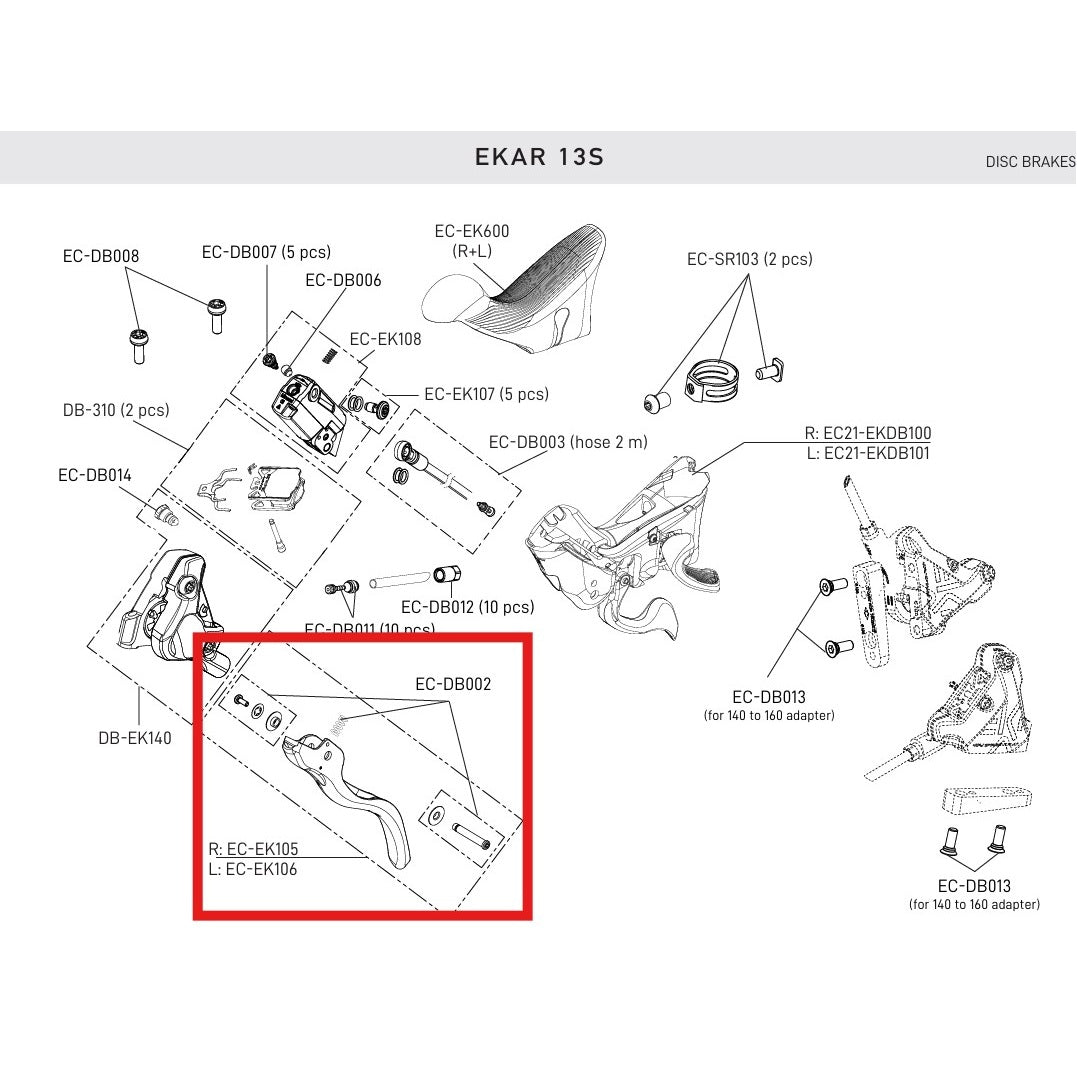 HØJRE BREMSEGREB CAMPAGNOLO EKAR 13V DISC