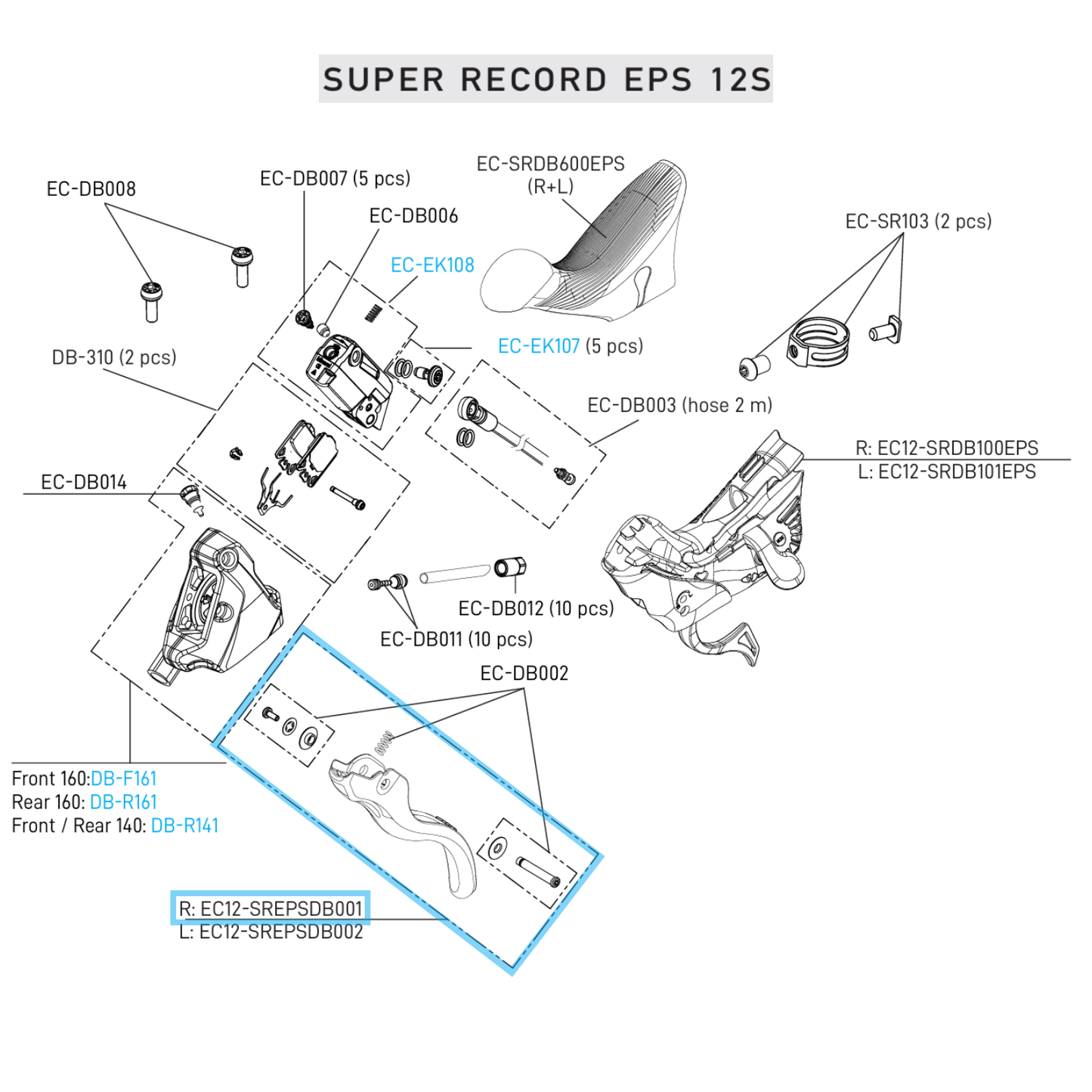 Enspaks högerbroms CAMPAGNOLO SUPER RECORD EPS 12V DISC