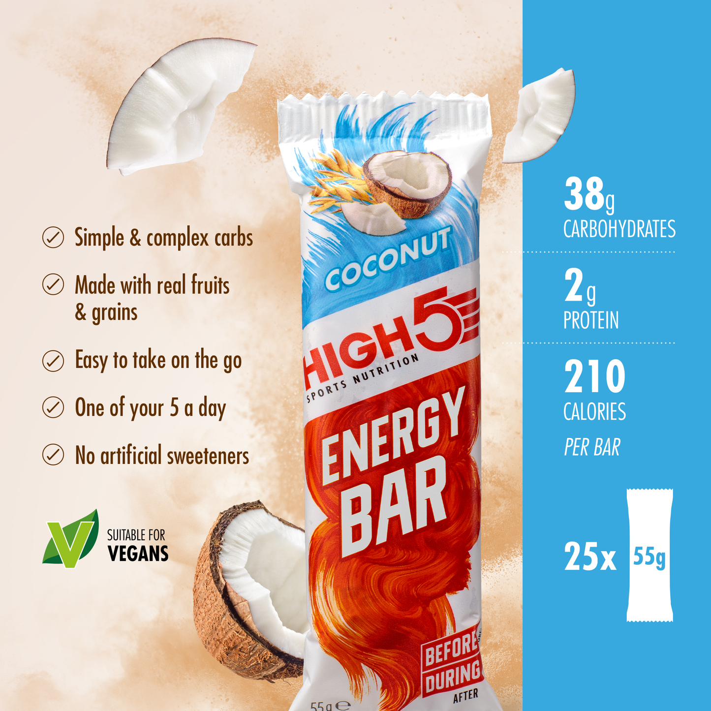 HIGH5 ENERGY BAR (55 g) Kokosnöt