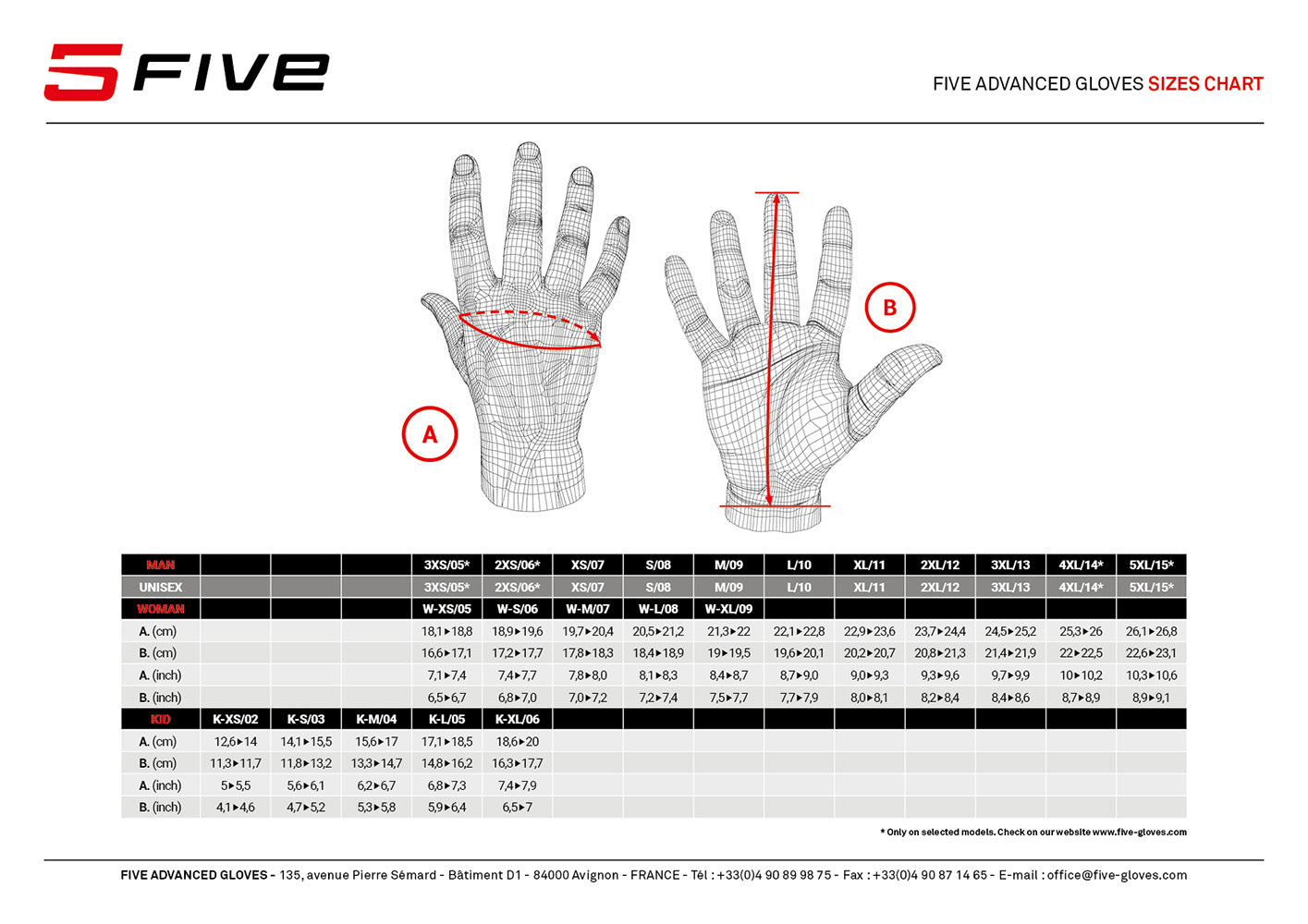 FIVE RC3-handsker, hvid