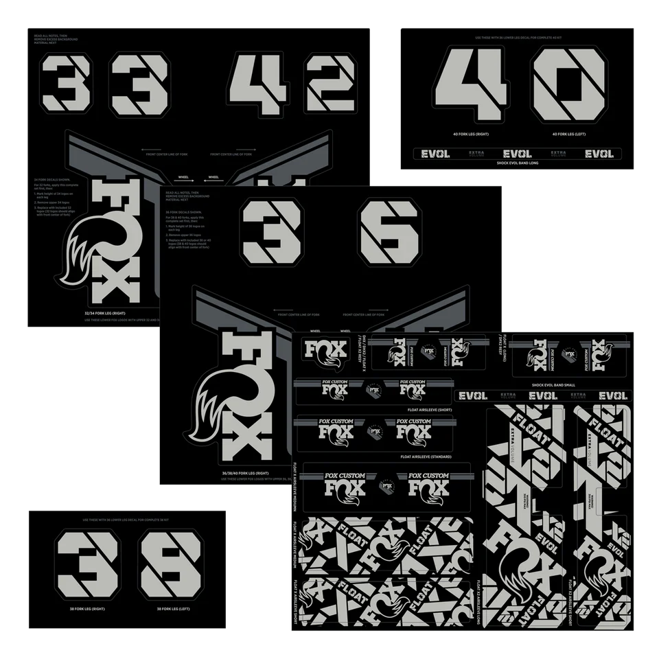 Zestaw naklejek na widelec i amortyzator FOX szary