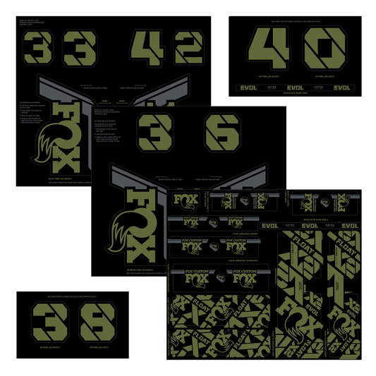 FOX Vidlice a tlumiče nálepky Olivově zelená