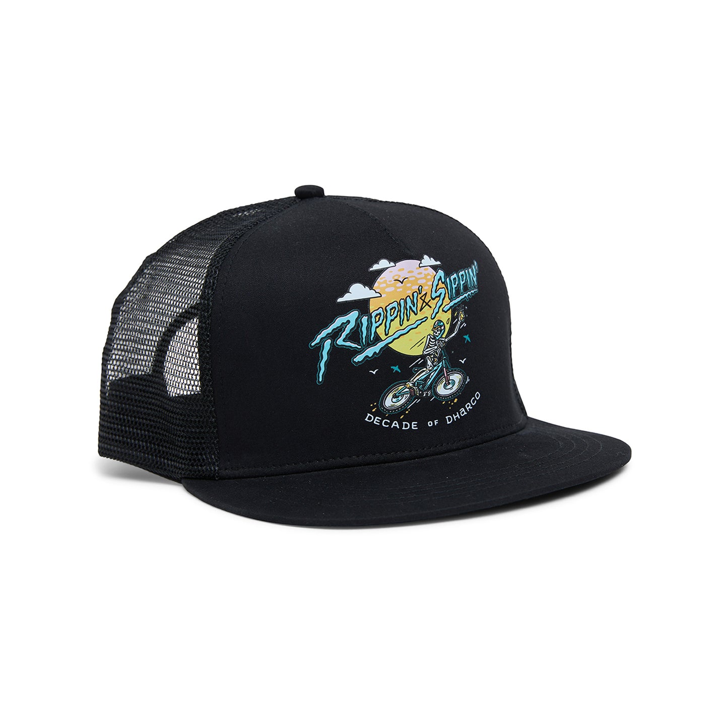 DHARCO FLAT BRIM TRUCKER RIPPIN AND SIPPIN Cap czarny