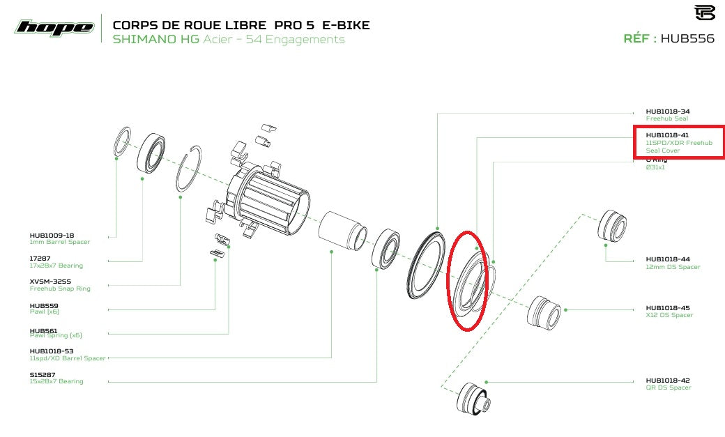 Samledæksel til HOPE PRO 5 Shimano HG-frihjulsnav