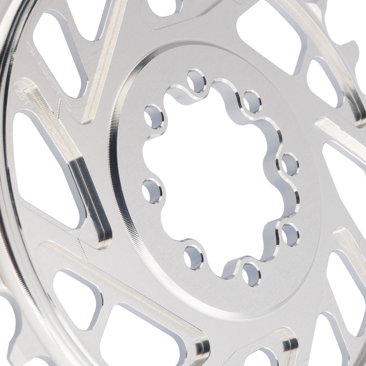 Mono řetězový kroužek BURGTEC THICK THIN 12V BOOST přímá montáž 8 šroubů T-typ úzký široký posun 3 mm stříbrný