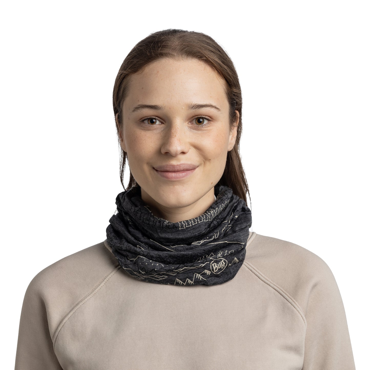 BUFF MERINO LIGHTWEIGHT PRINT Choker Grå