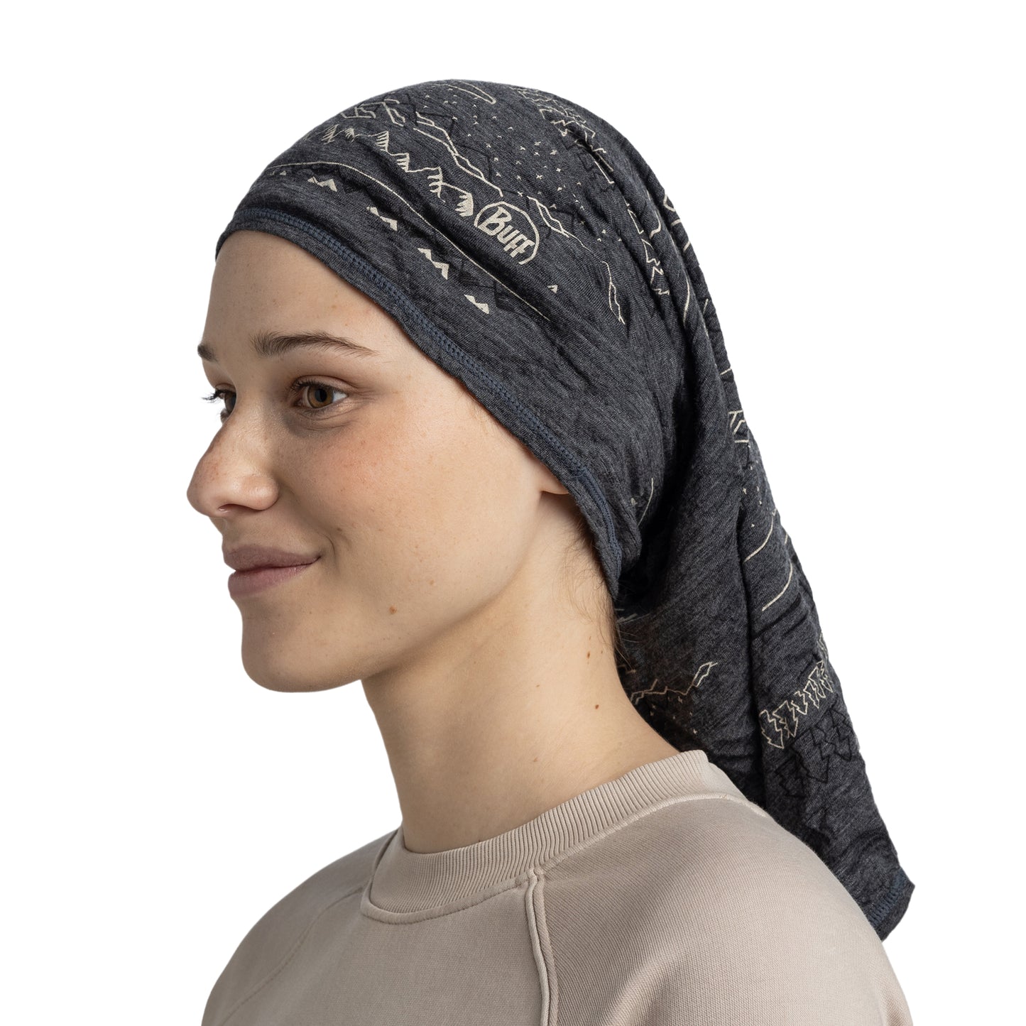 BUFF MERINO LIGHTWEIGHT PRINT Choker Grå