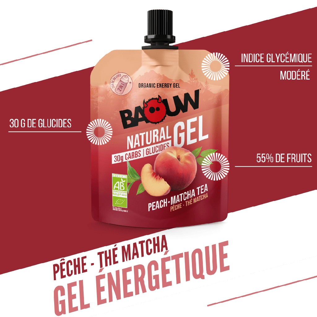 Energetický gel BAOUW Organic Peach-Matcha Tea (85g)