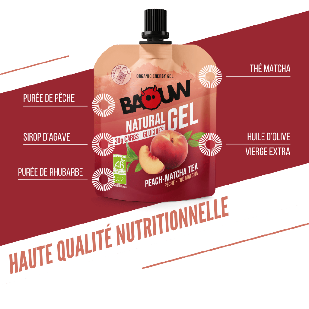 Energetický gel BAOUW Organic Peach-Matcha Tea (85g)